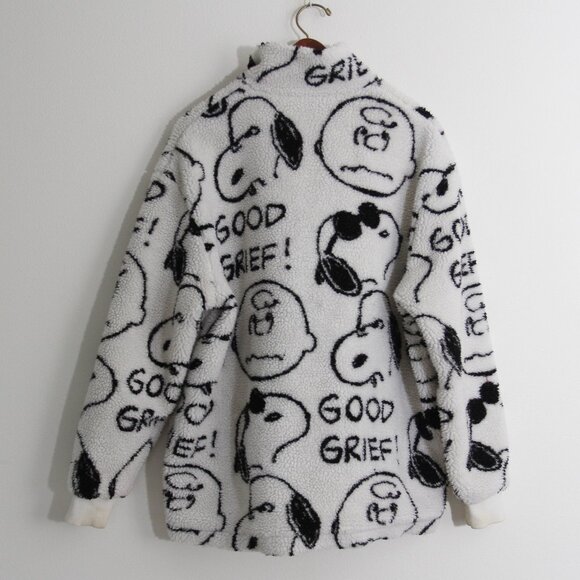Lazy Oaf x Peanuts Snoopy Good Grief Full Zip Teddy Fleece Jacket Unisex Small - Picture 10 of 14